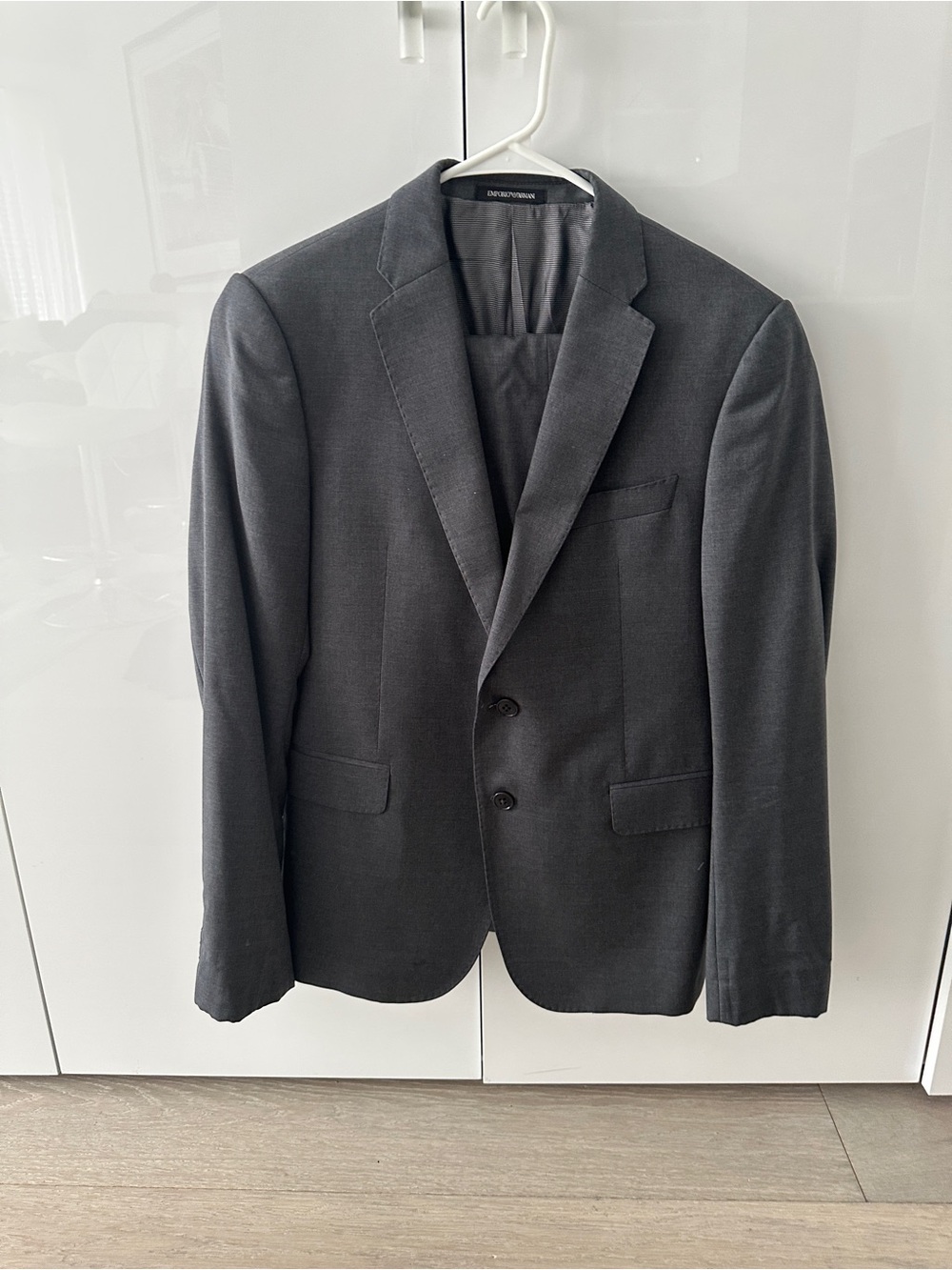 Emporio Armani wool italian Men's Dark Gray Two-Button Blazer - Unbranded
